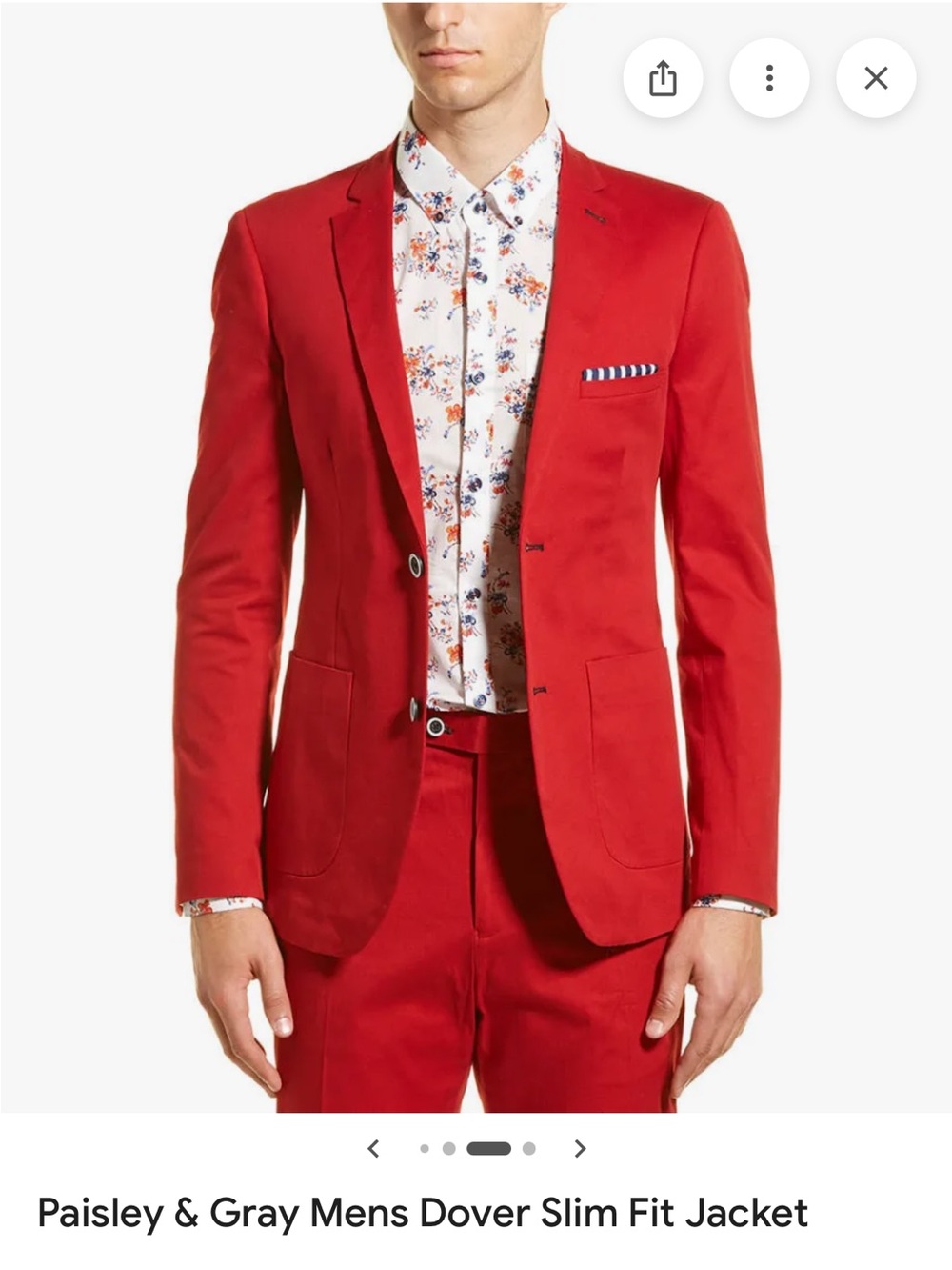NWOT Paisley & Gray Vibrant Red Slim-Fit Men's Blazer